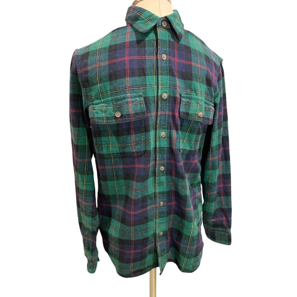 Small Old Navy Mens Regular Fit Double Brushed Green Plaid Flannel Shirt